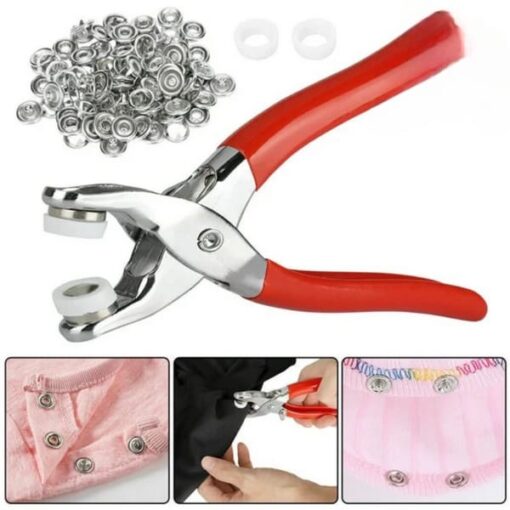 Metal Hand Press Snap Button Pliers Kit With 100 buttons