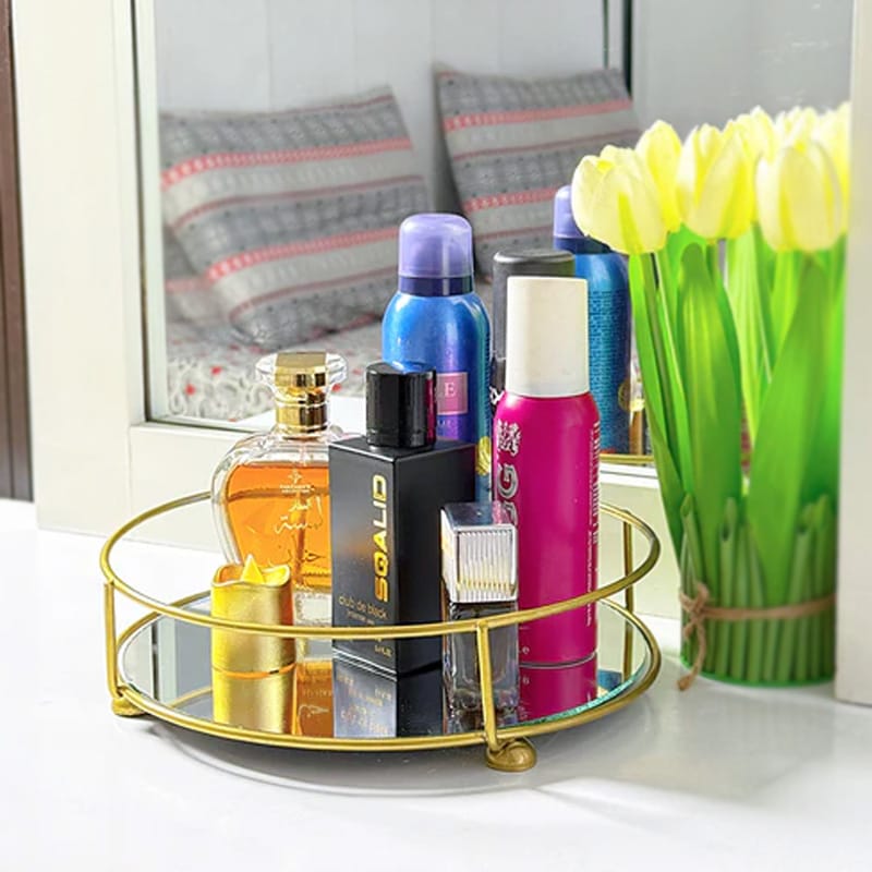 Classy Golden Vanity Display with Mirror