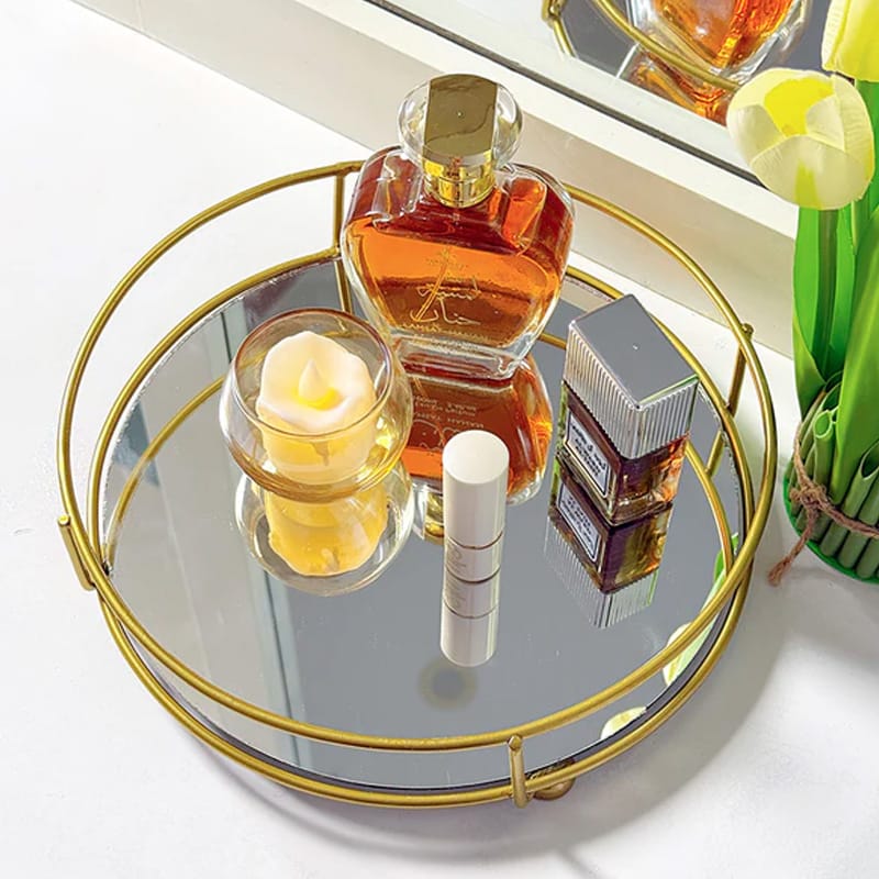 Classy Golden Vanity Display with Mirror - Image 2