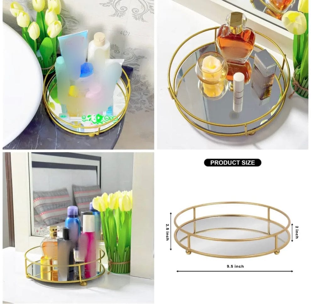 Classy Golden Vanity Display with Mirror - Image 5