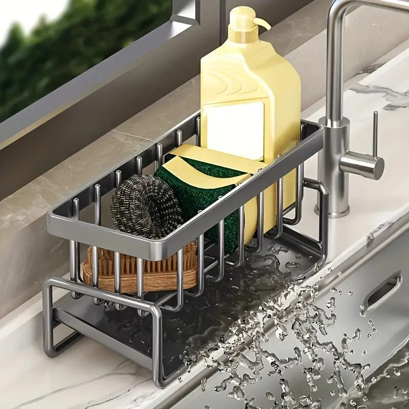 Metal Kitchen Sink Caddy with Drainage Basket - Image 2