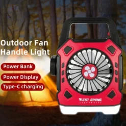 Multipurpose Rechargeable Desk & Camping Fan | LED Light Flashlight & Power Bank Included