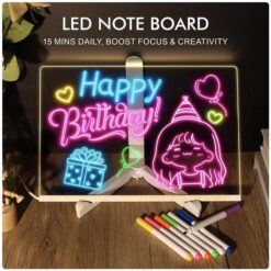 Acrylic LED Board With Colorful Night Light WITH Adjustable Stand & 7 Neon Pens