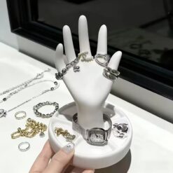 Alternative view of Hand Style Jewelery Stand With Dish Base For Rings & Necklaces