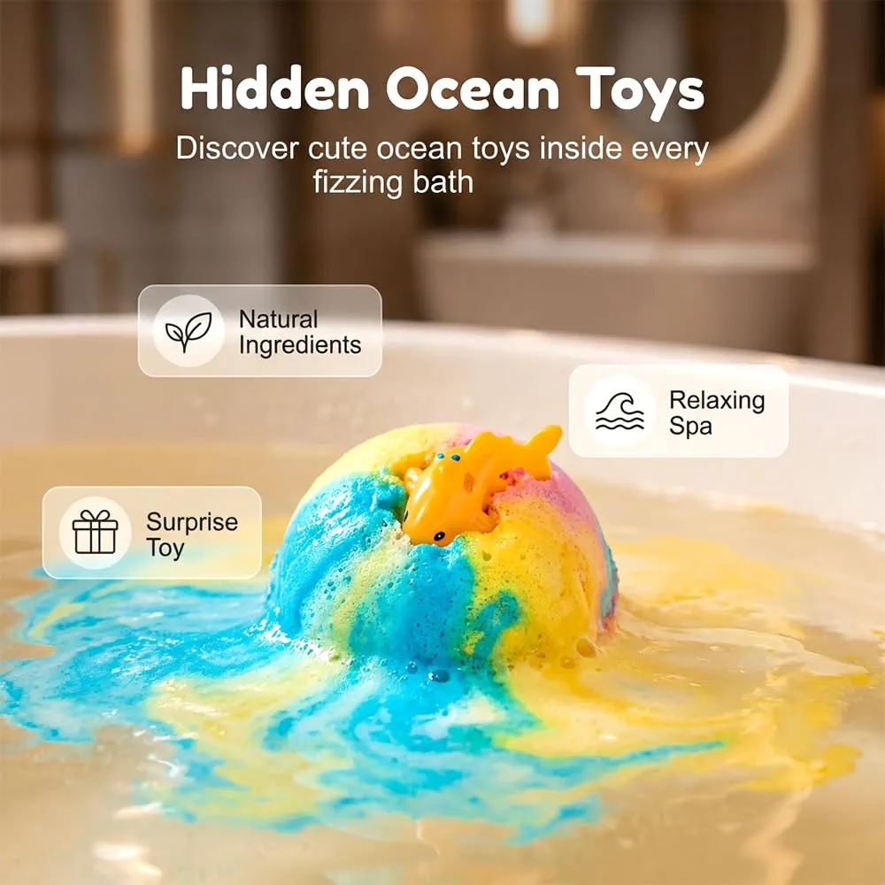 12 Pcs Bath Bombs for Kids with Toys Inside Bath Bombs Gift Set with Sea Animals Toys - Image 7