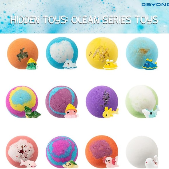 12 Pcs Bath Bombs for Kids with Toys Inside Bath Bombs Gift Set with Sea Animals Toys - Image 2