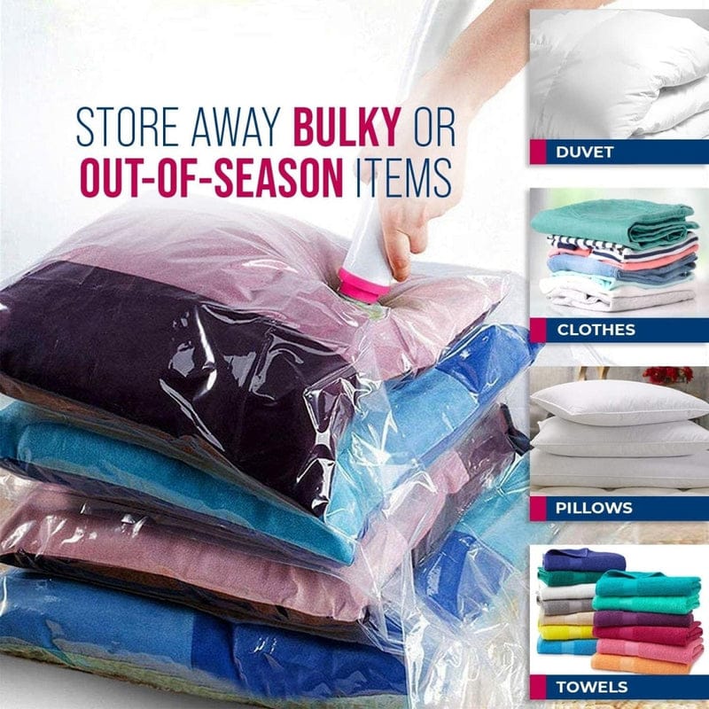 5pcs Vacuum Storage Bag Set with Hand Pump - Space Saving Compression Bags - Image 2