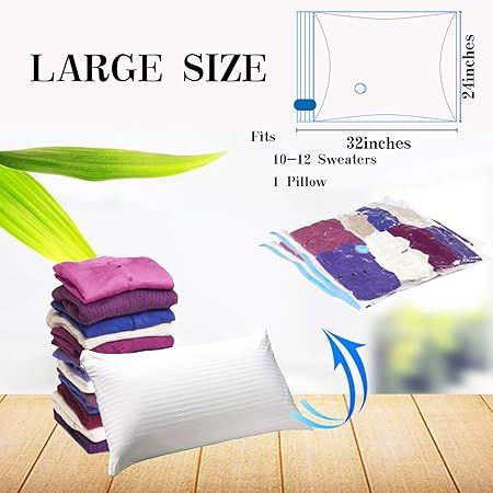 5pcs Vacuum Storage Bag Set with Hand Pump - Space Saving Compression Bags - Image 3