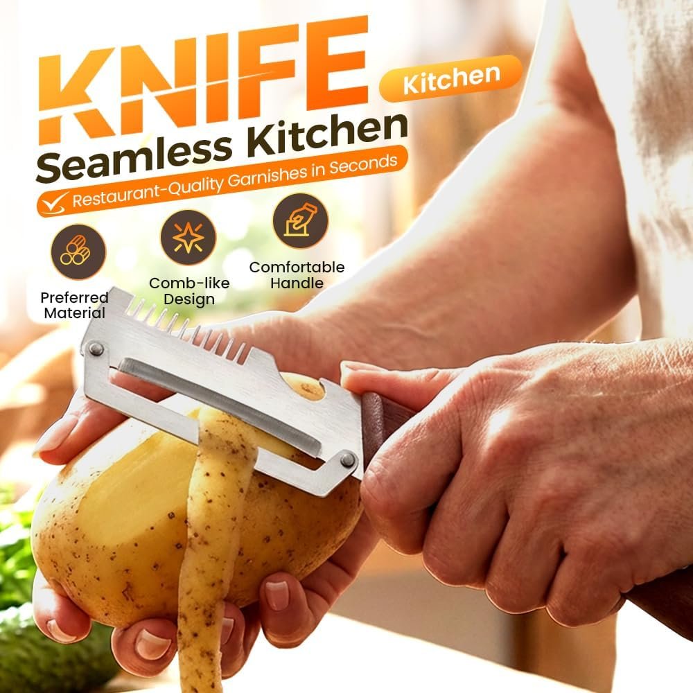 3-in-1 Stainless Steel Kitchen Master Peeler Wooden Handle Bottle Opener
