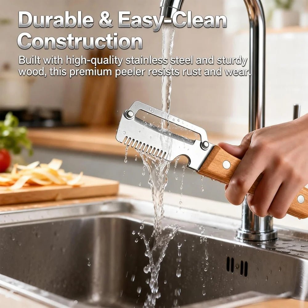 3-in-1 Stainless Steel Kitchen Master Peeler Wooden Handle Bottle Opener - Image 10