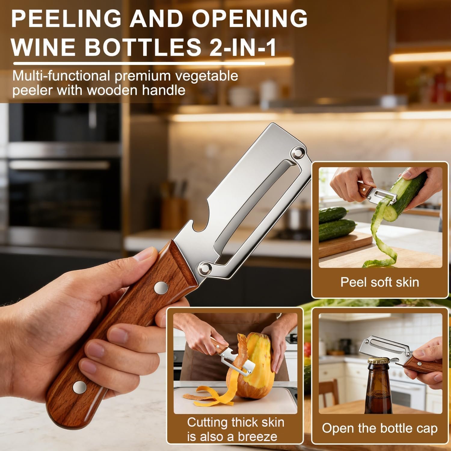 2-in-1 Multi-Functional Kitchen Knife Style Peeler - Image 3