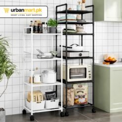 Alternative view of 5-Tier Heavy Duty Kitchen Organizer & Microwave Storage Rack With Trolley