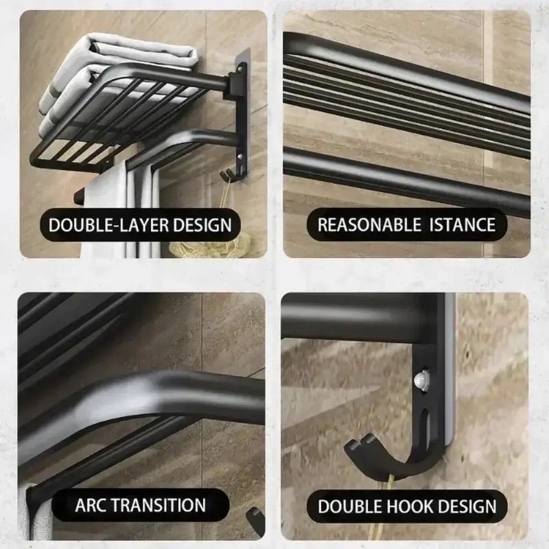 Aluminum No Drilling Movable Towel Rack - Image 8