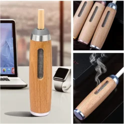 Alternative view of Luxury Smokeless Mini Portable Car Ashtray Fireproof Walnut