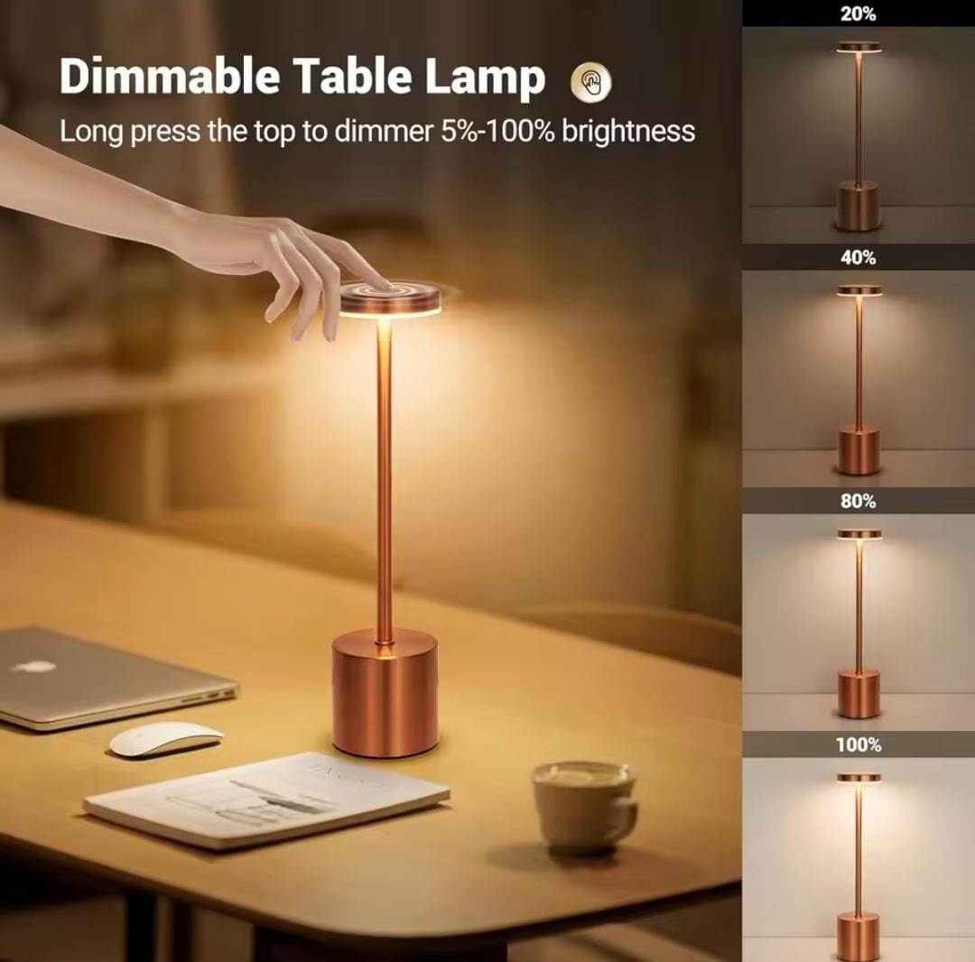 LUXURY Metal Touch Sensor LED Table Lamp Rechargeable Desk Lamp - Image 5