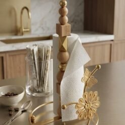 Alternative view of Golden Flower Paper Towel Stand