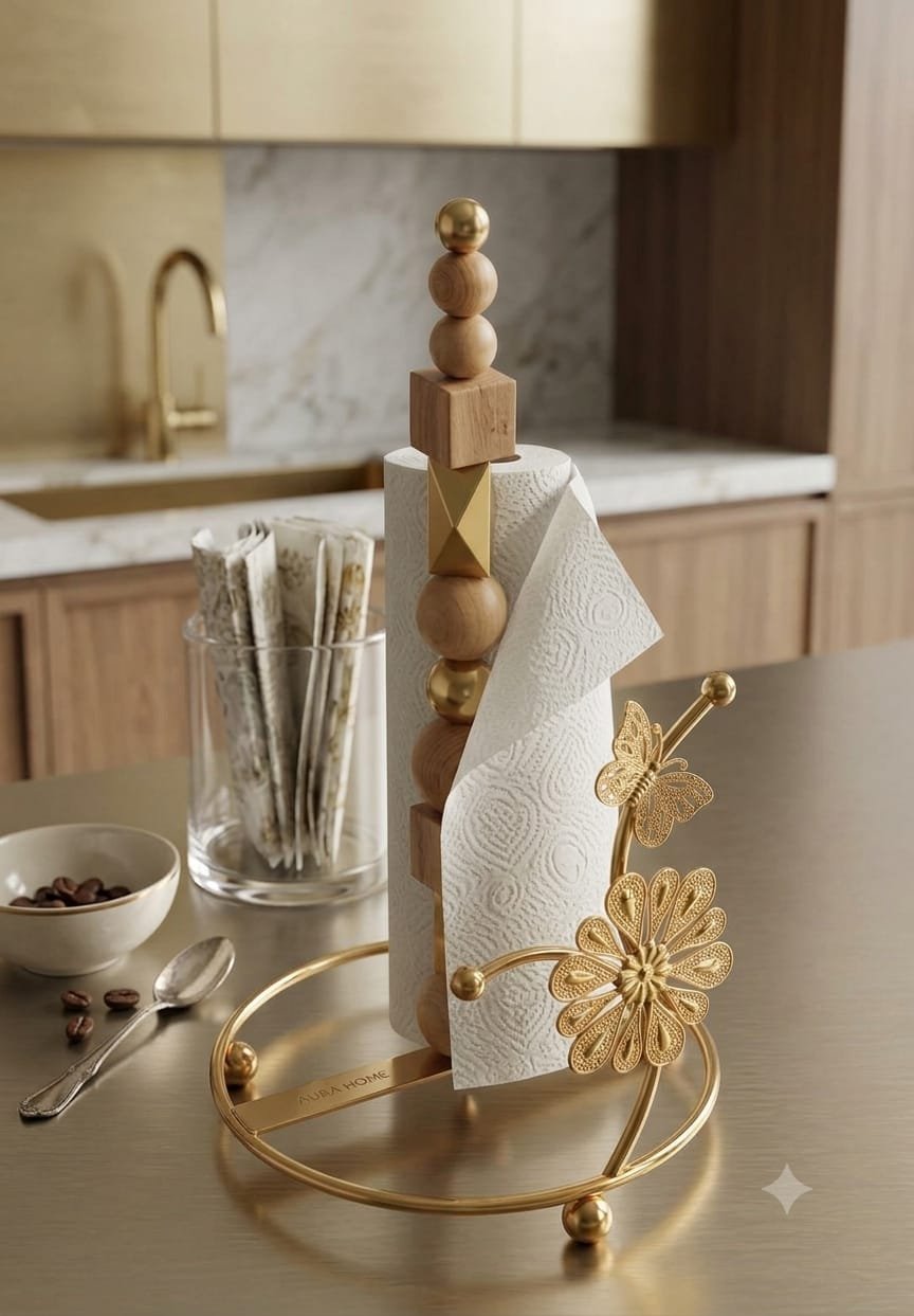 Golden Flower Paper Towel Stand - Image 2