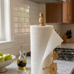 Golden Flower Paper Towel Stand