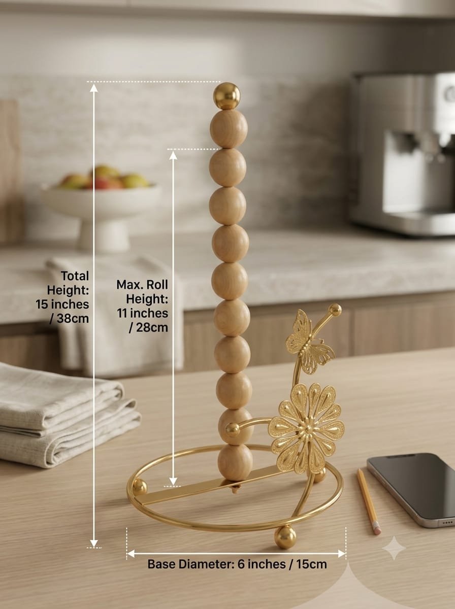 Golden Flower Paper Towel Stand - Image 3