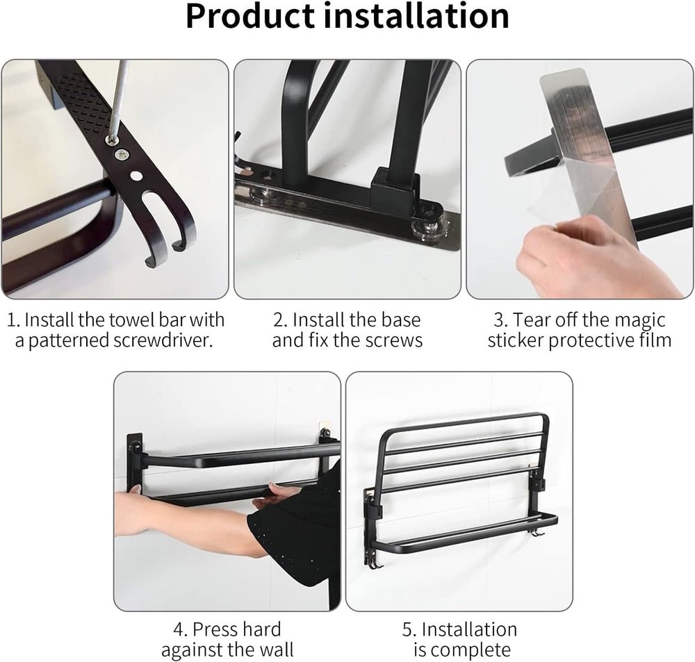 Aluminum No Drilling Movable Towel Rack - Image 10