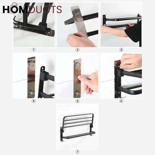 Aluminum No Drilling Movable Towel Rack - Image 5