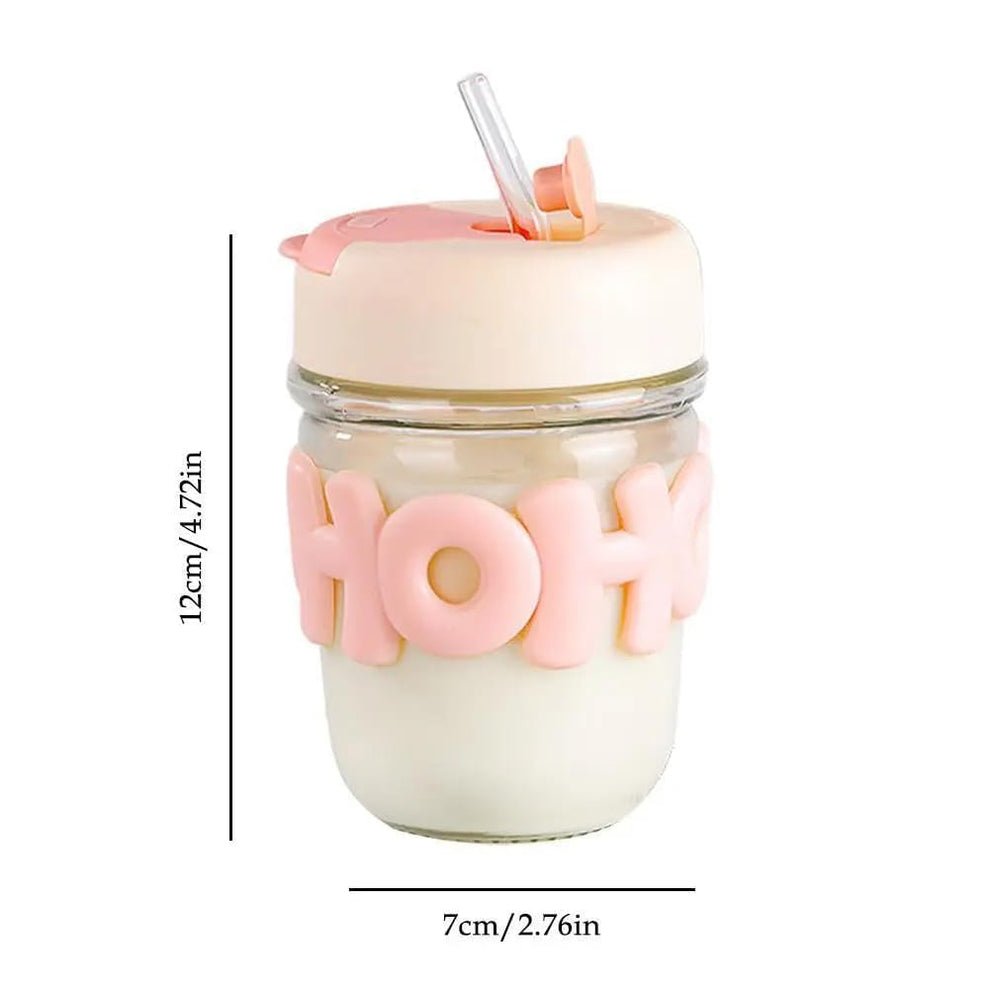 Elegant Pearl Glass Coffee Mug with Glass Straw & Pearl Chain | Cute Glass - Image 6