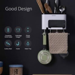Alternative view of Ecoco Wall-Mounted Cutlery & Kitchen Utensil Organizer with Towel Bar & Hooks