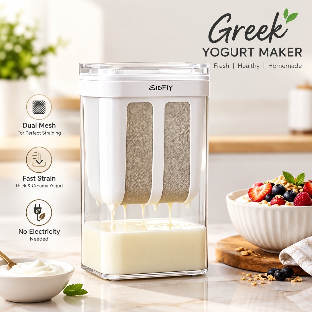 1100ml Greek Yogurt Strainer - Premium Quality