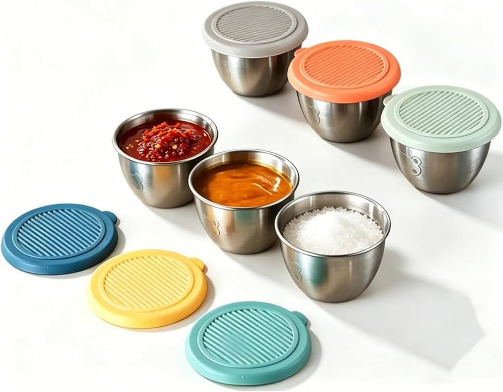 Pack Of 4 Mini Sauce Container Stainless Steel Sauce Box Picnic Portable Leak-Proof - Image 9