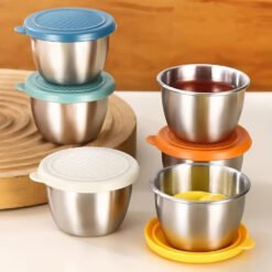 Pack Of 4 Mini Sauce Container Stainless Steel Sauce Box Picnic Portable Leak-Proof