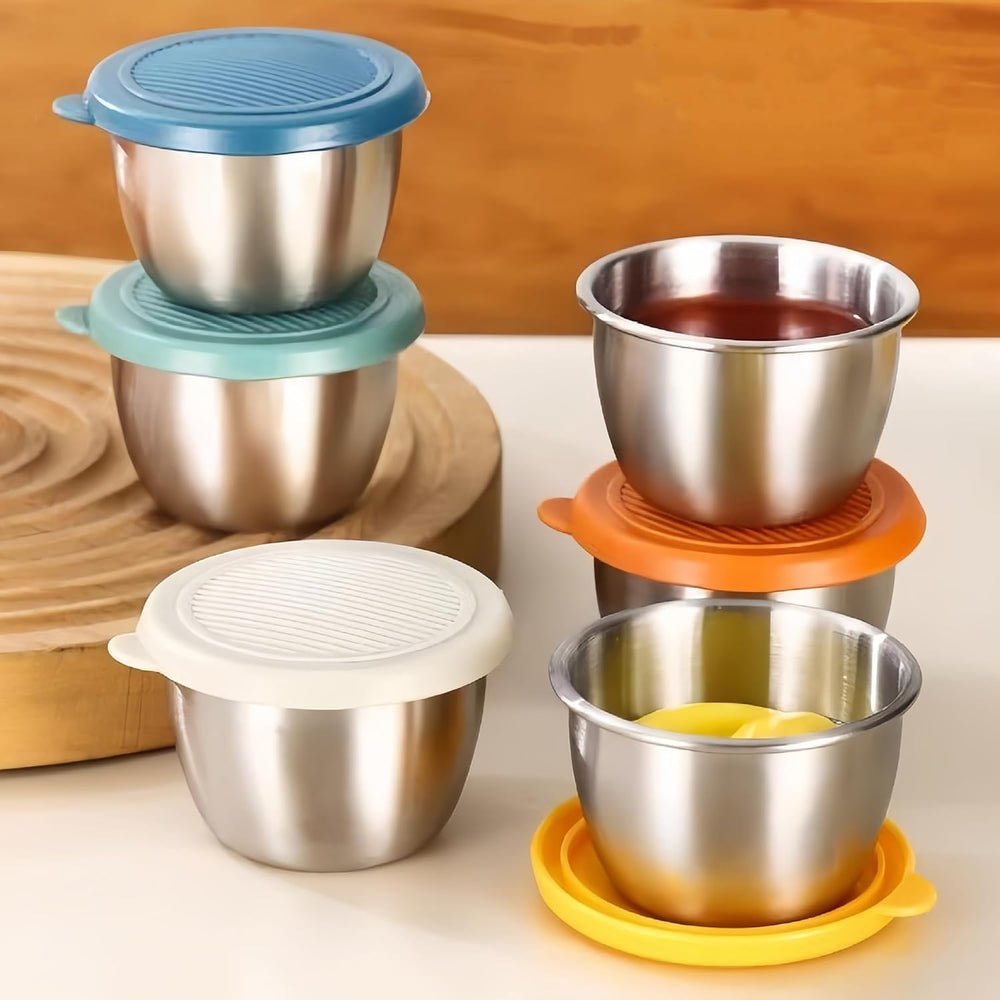 Pack Of 4 Mini Sauce Container Stainless Steel Sauce Box Picnic Portable Leak-Proof